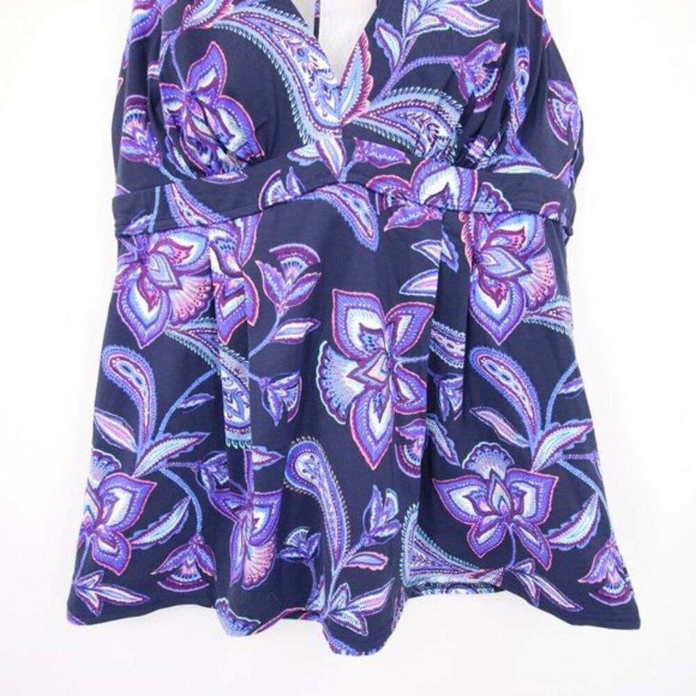 NWOT Lands End Purple Paisley Racerback Tankini Swim Top Super Soft Size 10 - Picture 3 of 8